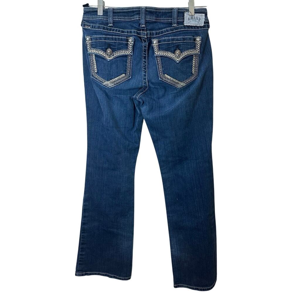 Ariat Turquoise Y2K Low Rise Bootcut Flare Jeans Sz 31R Western Bold Pockets
